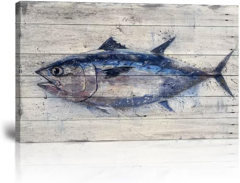 Pankila Sea Turtle Wall Art for Bedroom Ocean Pictures Tropical Fish and Coral in Blue Ocean Canvas Wall Art Underwater World Natural Landscape Home Decor Framed Artwork (24''H x 36''W)