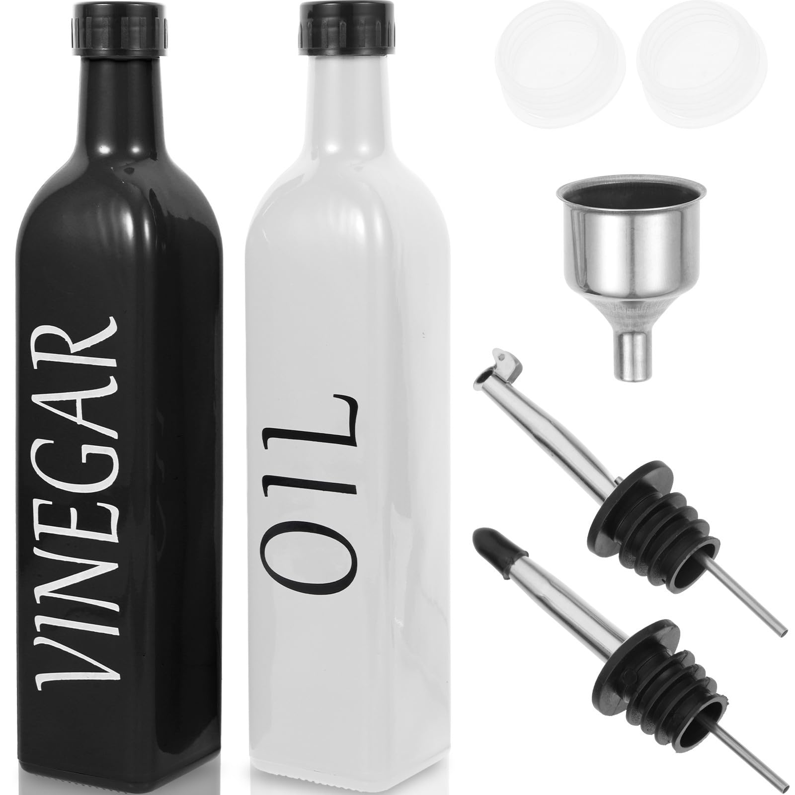 Glas Ölspender und Essigspender 2 Stück Multifunktionale Küchenölflasche mit Ausgießer Dekorativer Gewürzspender für Sauberes Kochen