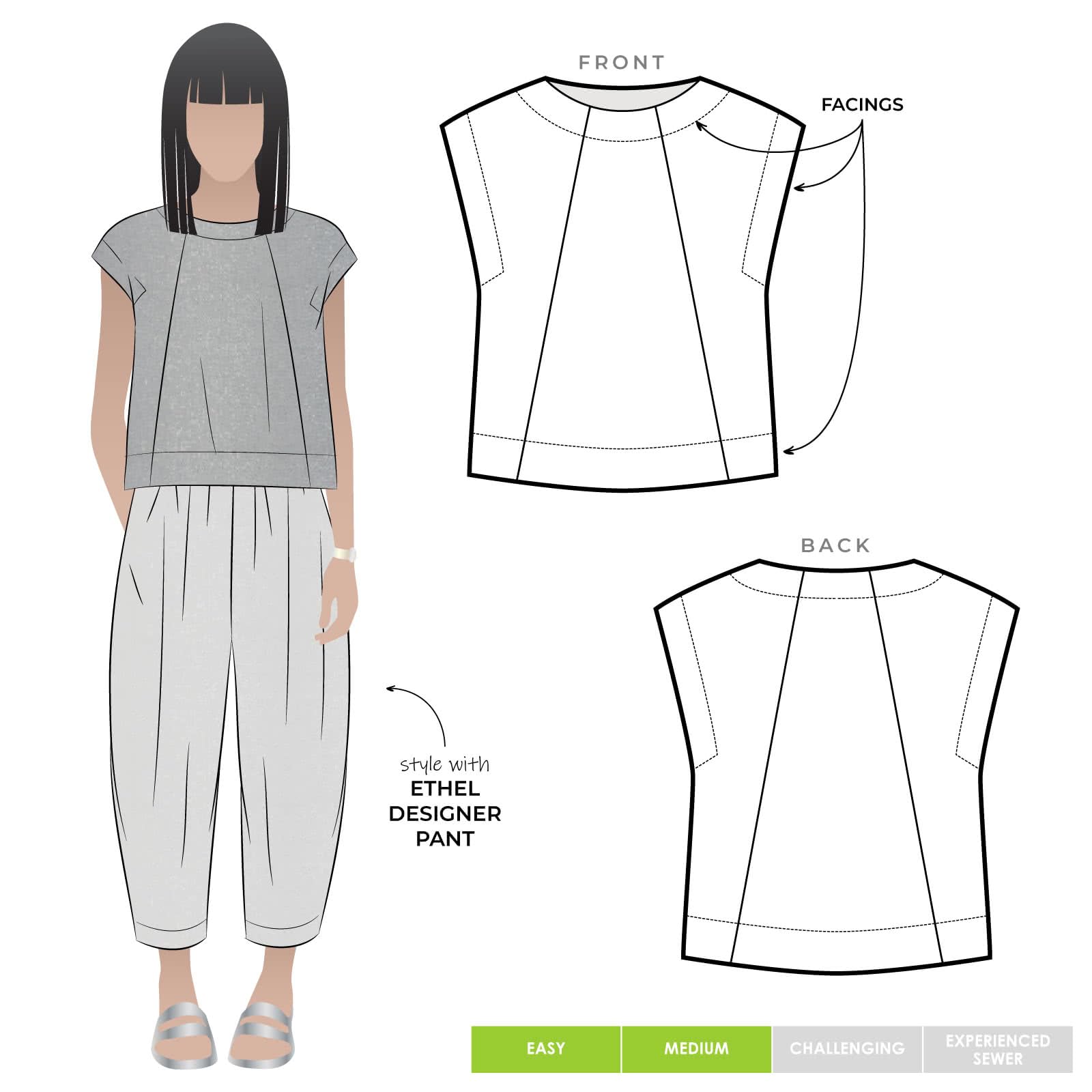 Style Arc Sewing Pattern - Ethel Designer Top (Sizes 10-22)