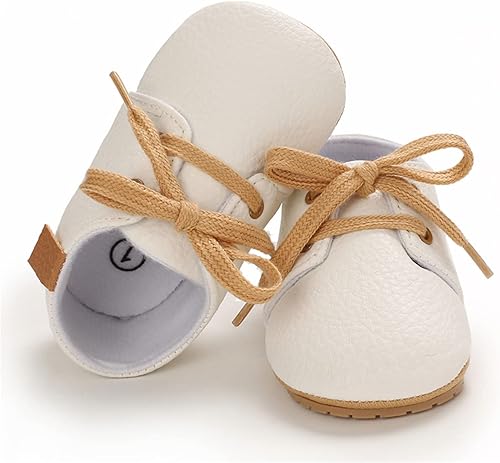 Miniatura 5 de Zapatos de piel sintética para bebés, niños y niñas, suela de goma suave, con cordones, zapatos Oxford para cuna para niños pequeños que caminan