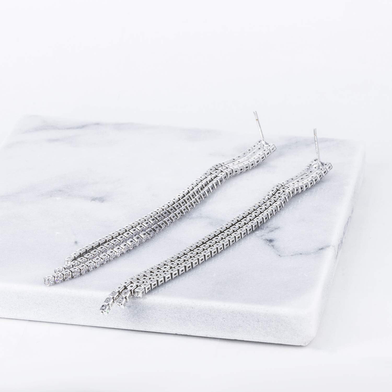 YOQUCOL Boho Tassel Chandelier Earrings Cubic Zirconia Crystal Long Drop Dangle Chain Bohemian Earrings for Women - Image 8