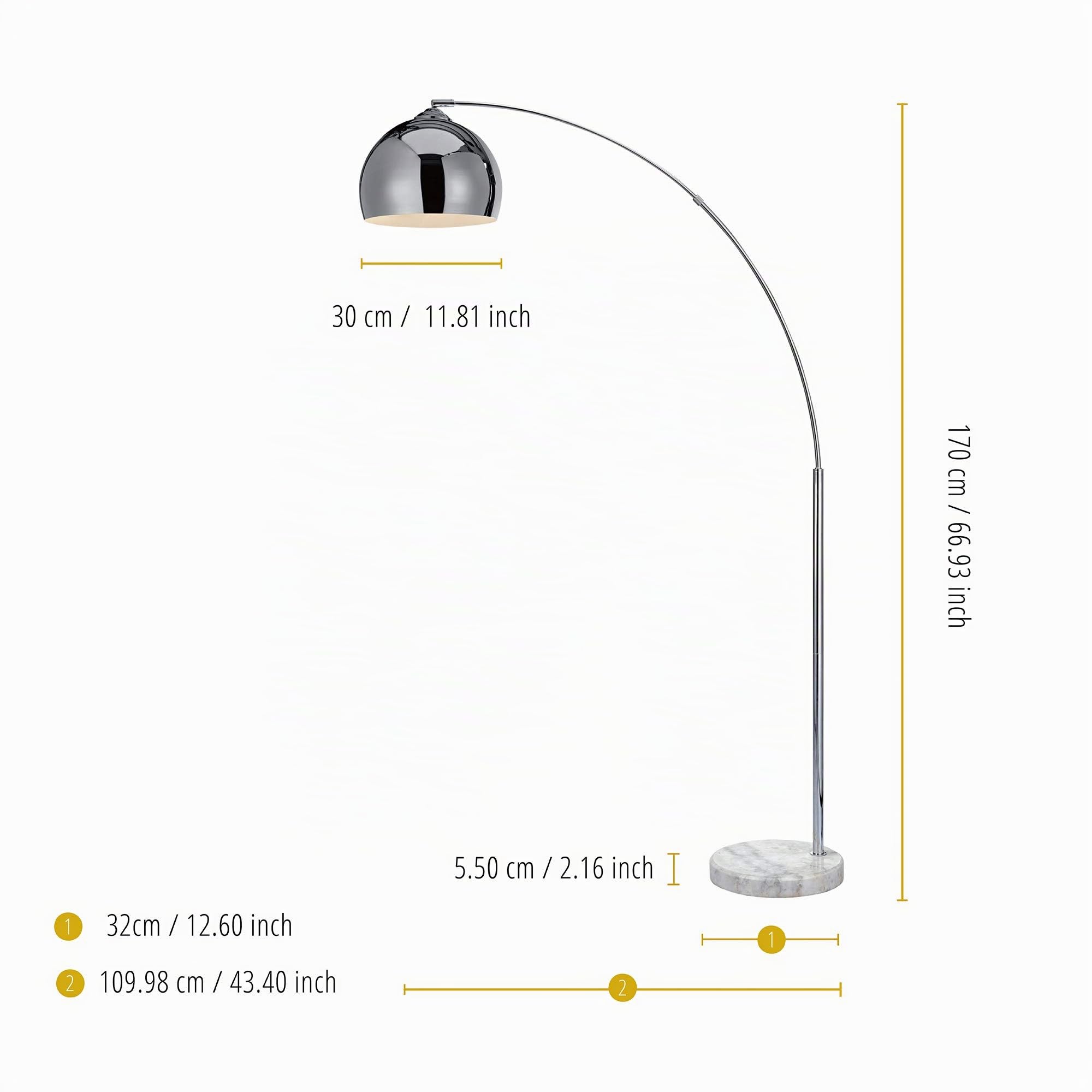 Stehleuchte Stehlampe Standleuchte LED Chrom Arquer Versanora VN-L00010-EU
