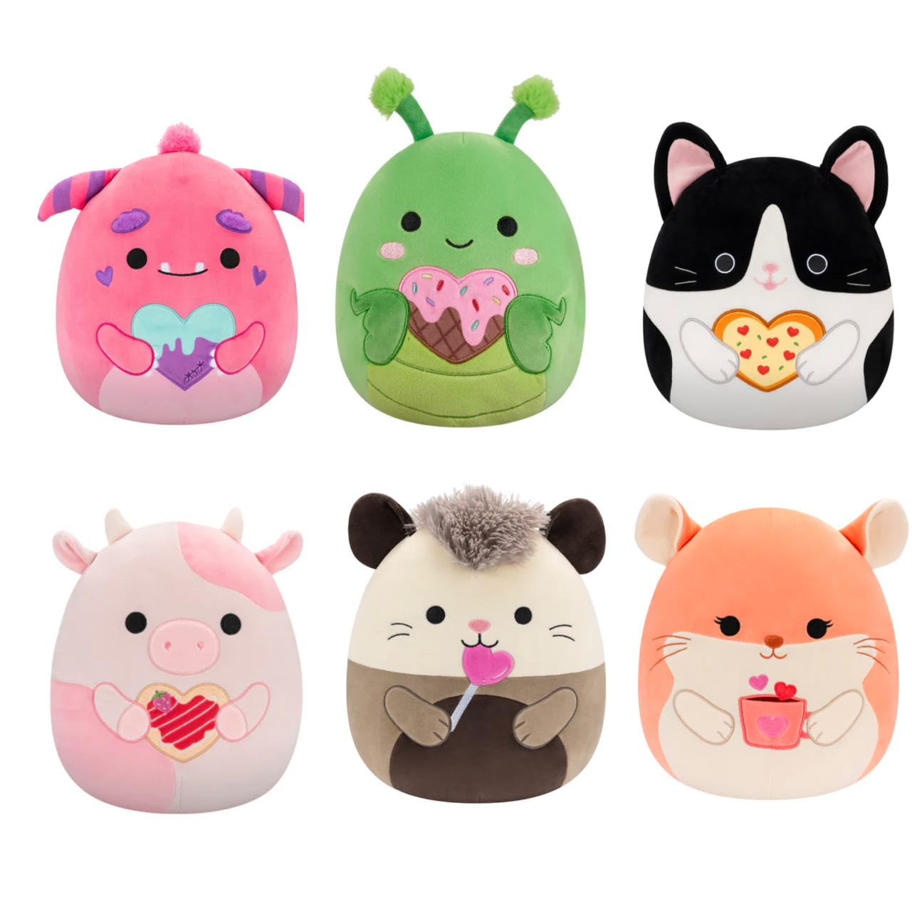 Squishmallows 2025 Valentine Squad A Cow Cat Chinchilla 5" Mini Plush Doll (Set of 6)