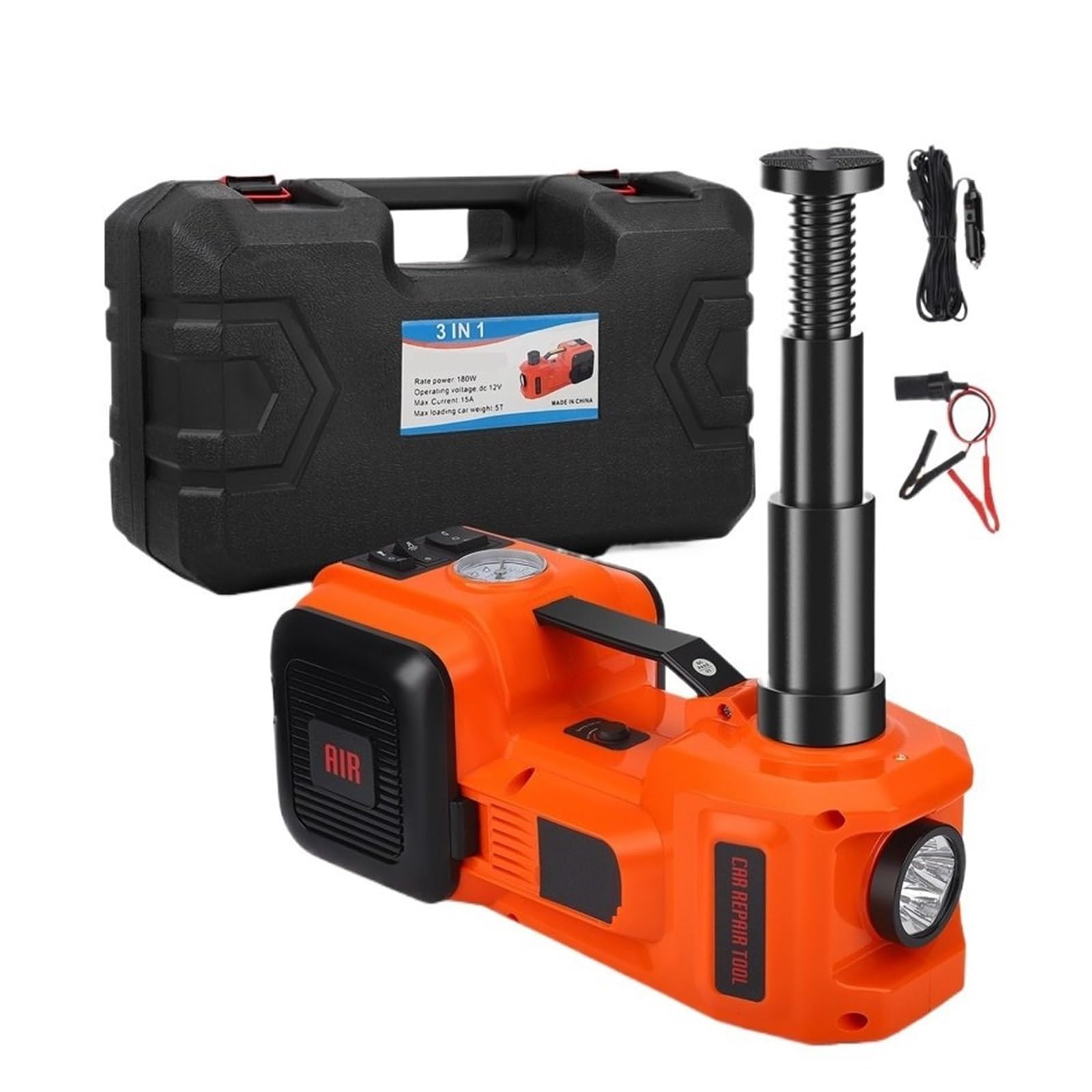 nożycowy lewarek Podnośnik nożycowy 5T z wbudowanym inflatorem 150 PSI 12 V | Montażownica Do Opon Ze Światłem Do Podnośnika Samochodowego Sedan SUV