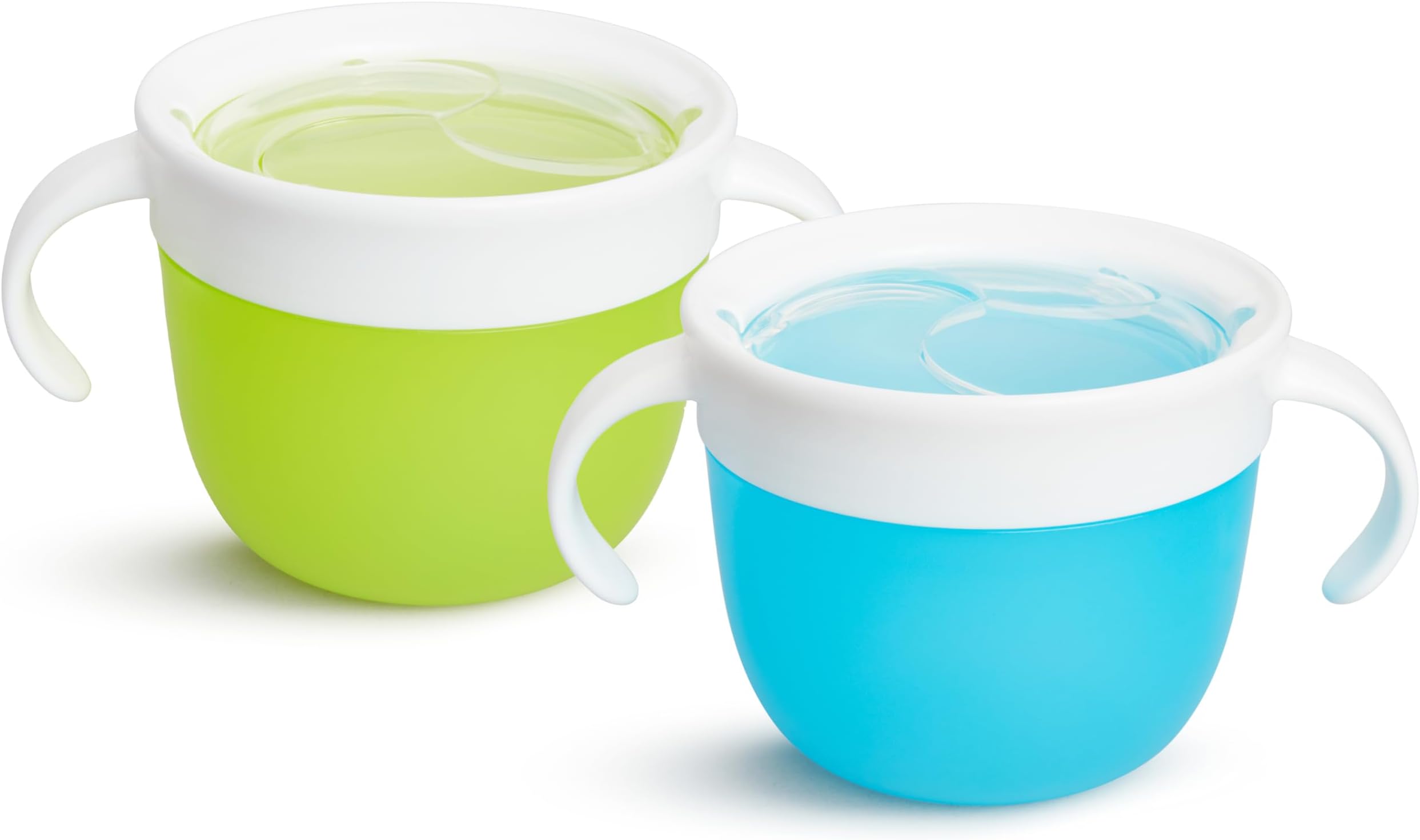 Snack Catcher Toddler Snack Cups, No Spil, 2 Pack Containers, Blue/Green