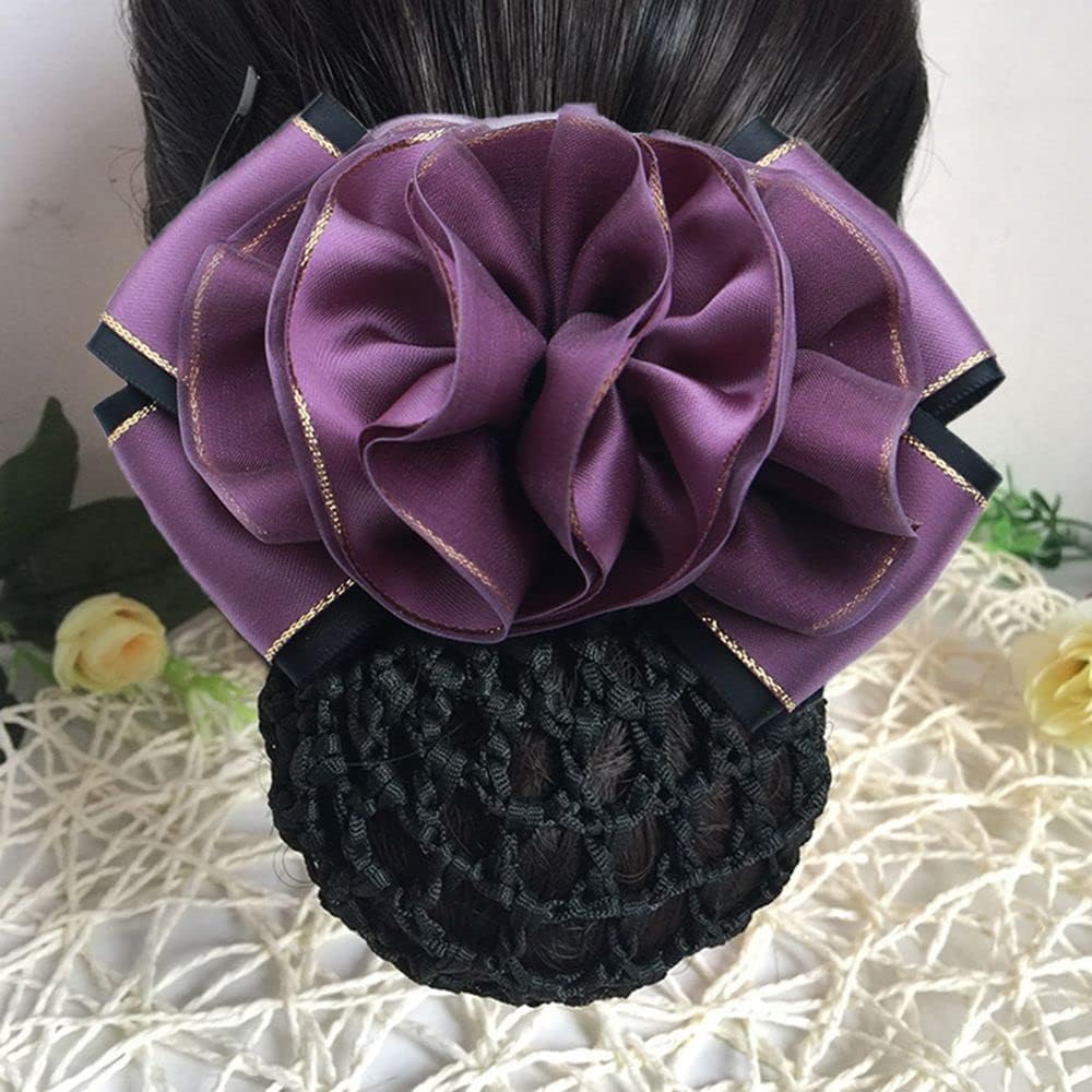 Purple Women Net Hair Clip,Floral Spring Clip,Women Snood