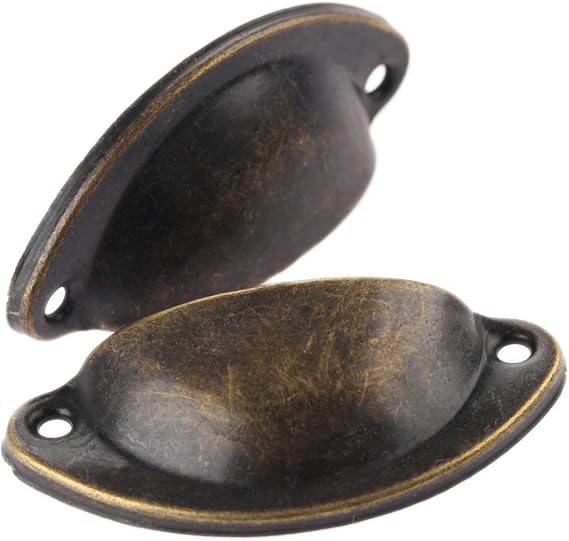 Cabinet Drawer Handle 5Pcs Antique Furniture Kitchen Drawer Cabinet Door Knobs Cupboard Antique Brass Shell Pull Handles Furniture Hardware with Screw