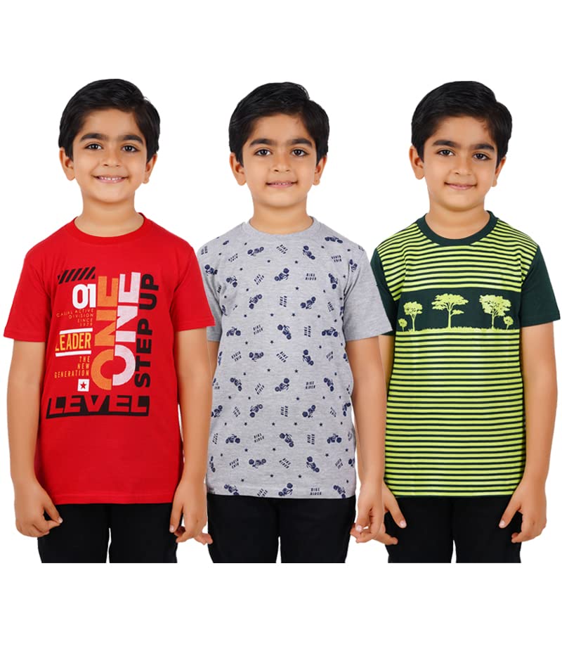 Bliss Park Boy's Multicolor Printed T-Shirt (Pack of 3)