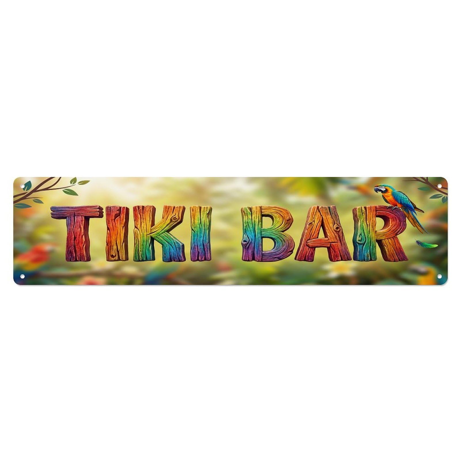 Tiki Bar Outdoor Garden Decor Tropical Beach Bar Parrot Metal Tin Sign