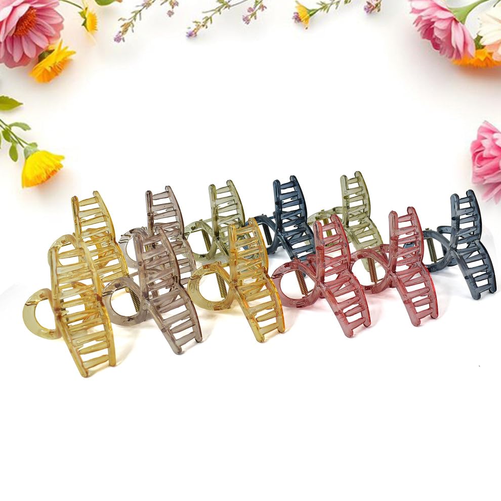 Image of Plastic Hair Clamp Grip Simple Matte Hair Barrette Clamp for Women and Womens, Strong Hold Claw Hair Clip for Daily Hair Styling, Assorted Colors, Pack of 6 Pieces