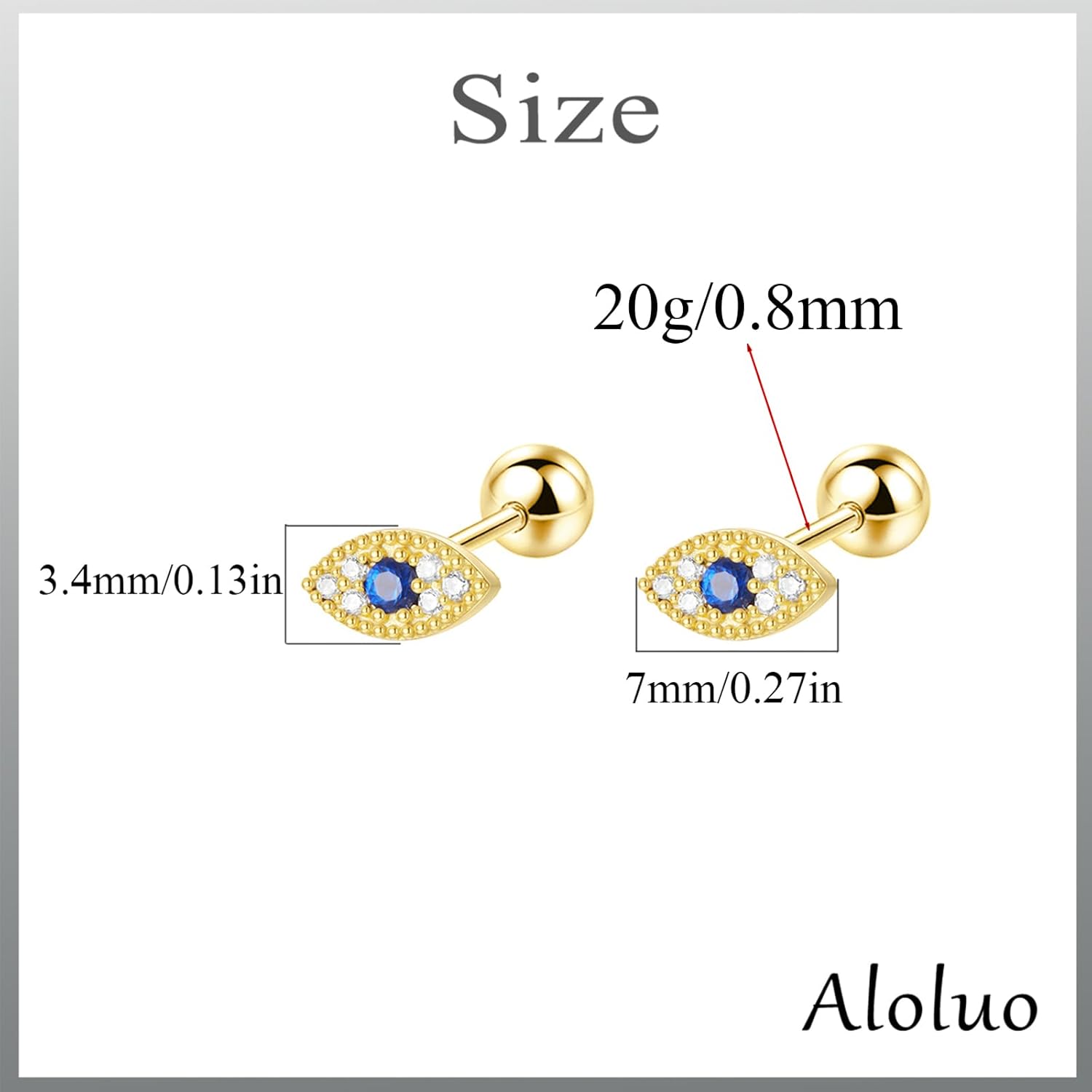 20G Tiny Evil Eye Stud Earrings for Women Silver Plated Hypoallergenic Cute Mini Small Screw Back Studs Cartilage Tragus Long Post Dainty Minimalist Jewelry Gifts - Image 7