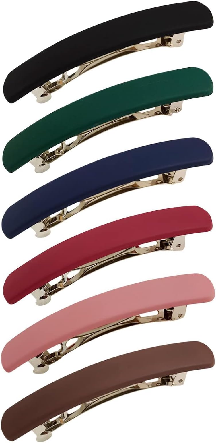 Paporich Matte Hair Clips, Colored Hair Barrettes Metal Snap-On Hair Pins No Hair Damage, Elegant French Clasp, Hair Styling Clips for Girls Women(Pack of 6)
