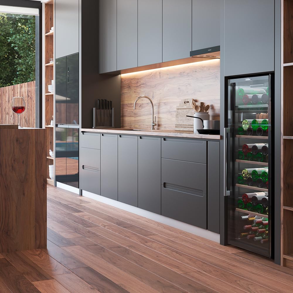 Cecotec Cantinetta 98 Bottiglie Bolero Grand Sommelier 98000 Black: Cantinetta Da 128,5 cm Con Sistema Di Raffreddamento Silenzioso A 41Db E Pannello Di Controllo Tattile