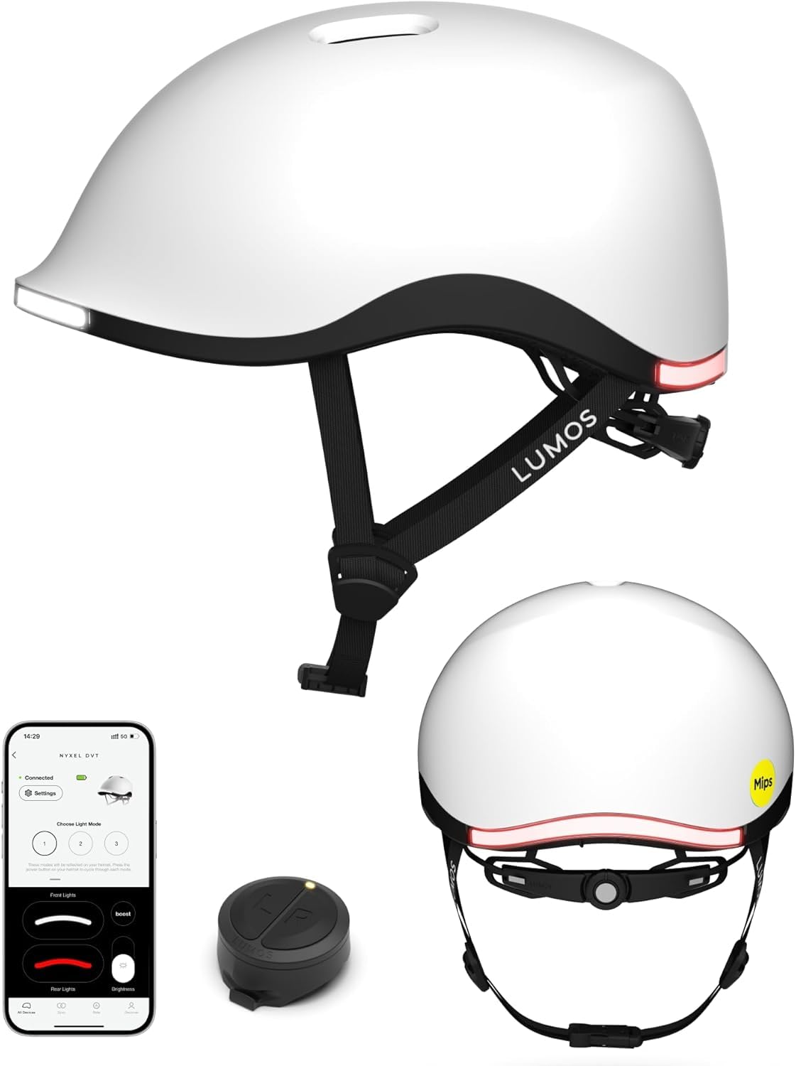 Lumos Nyxel Smart Bike Helmet, Customizable Front and Back LED Lights with Turn Signals, 360° Visibility App Controlled Comfortable & Lightweight Skateboard Urban Helmet for Adults, Men Women