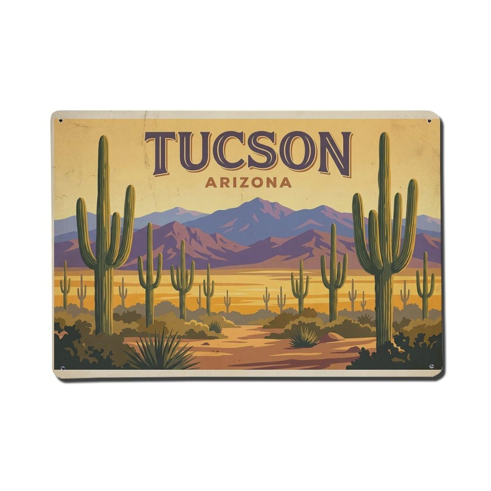 Cwbufd 8X12inch(20X30cm) Vintage Travel Usa Tucson Metal Tin Sign Plaque Wall Decor For Cafe, Club Bar, Office, Garden Metal Poster 8X12inch