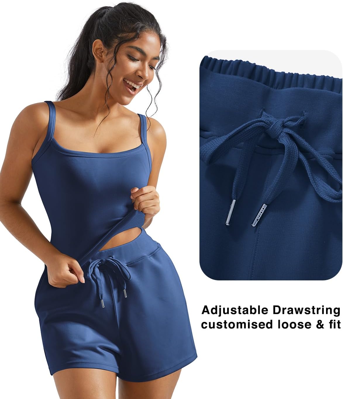 OMKAGI Women 2 Piece Outfits Sleeveless Tank Top Sweat Shorts Set with Pockets Vacation Sets