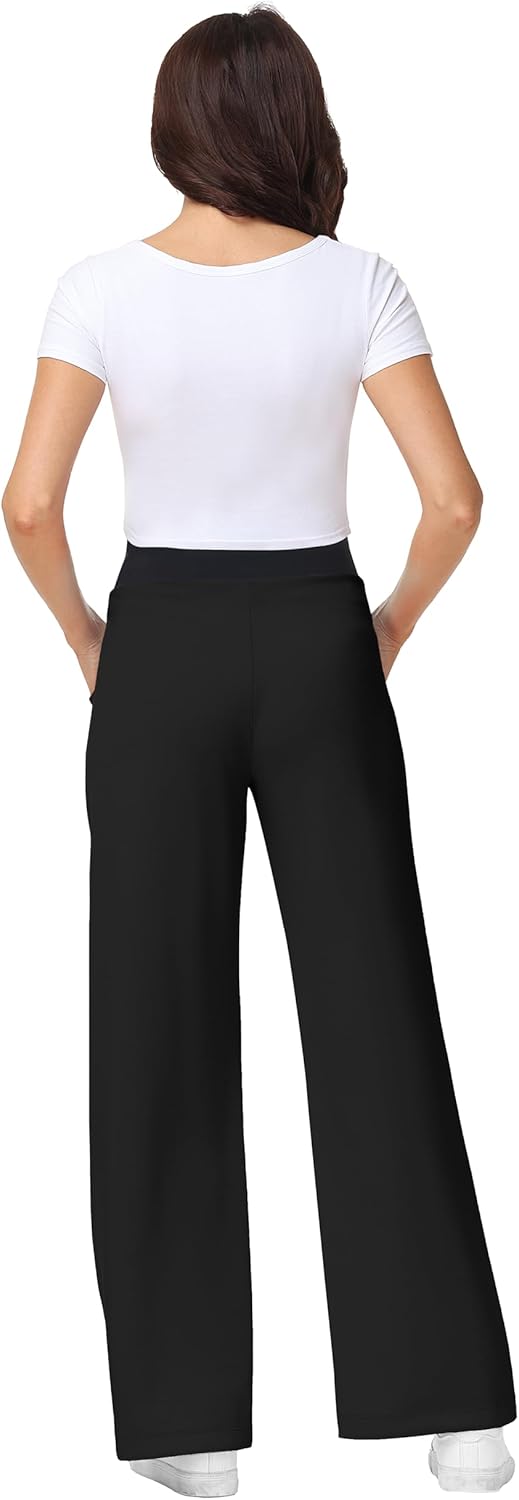 Foucome Maternity Wide Leg Sweatpants Over Belly Baggy Lounge Travel Pants Pregnancy Straight Leg Sweat Pants - Image 6