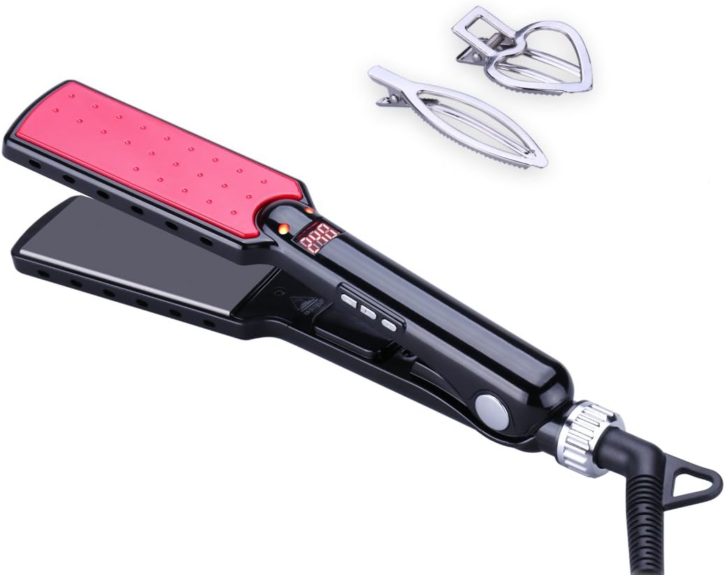 Professional Flat Iron Hair Straightener Nano-Titanium Straightening Iron Instant Heat Up 470℉ Dual Voltage with Digital Screen, 1.5 Inch