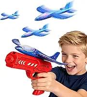 Avião de Brinquedo para Meninos, Pistola Planadora de Espuma com Luzes LED e Dois Modos de Voo Brinquedo voador para Atividades Ao Ar Livre para Meninos de 4 a 12 Anos