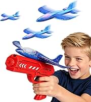 Avião de Brinquedo para Meninos, Pistola Planadora de Espuma com Luzes LED e Dois Modos de Voo Brinquedo voador para Atividades Ao Ar Livre para Meninos de 4 a 12 Anos