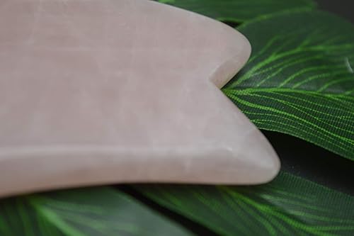 Miniatura 5 de RODEREK Herramienta de masaje de raspado de guasha de cuarzo rosa, herramienta de masaje de jade gua sha para cuidado de la piel facial, herramienta