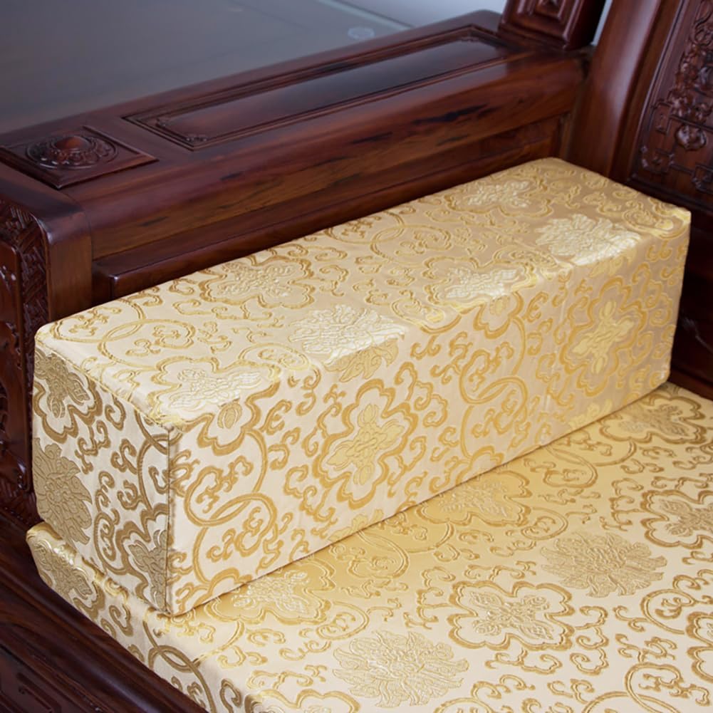 中国風ソファアームレストクッション 長方形 ハードスポンジ ソファ枕 隙間フィラー (ライトイエロー、5.9x5.9x21.6インチ