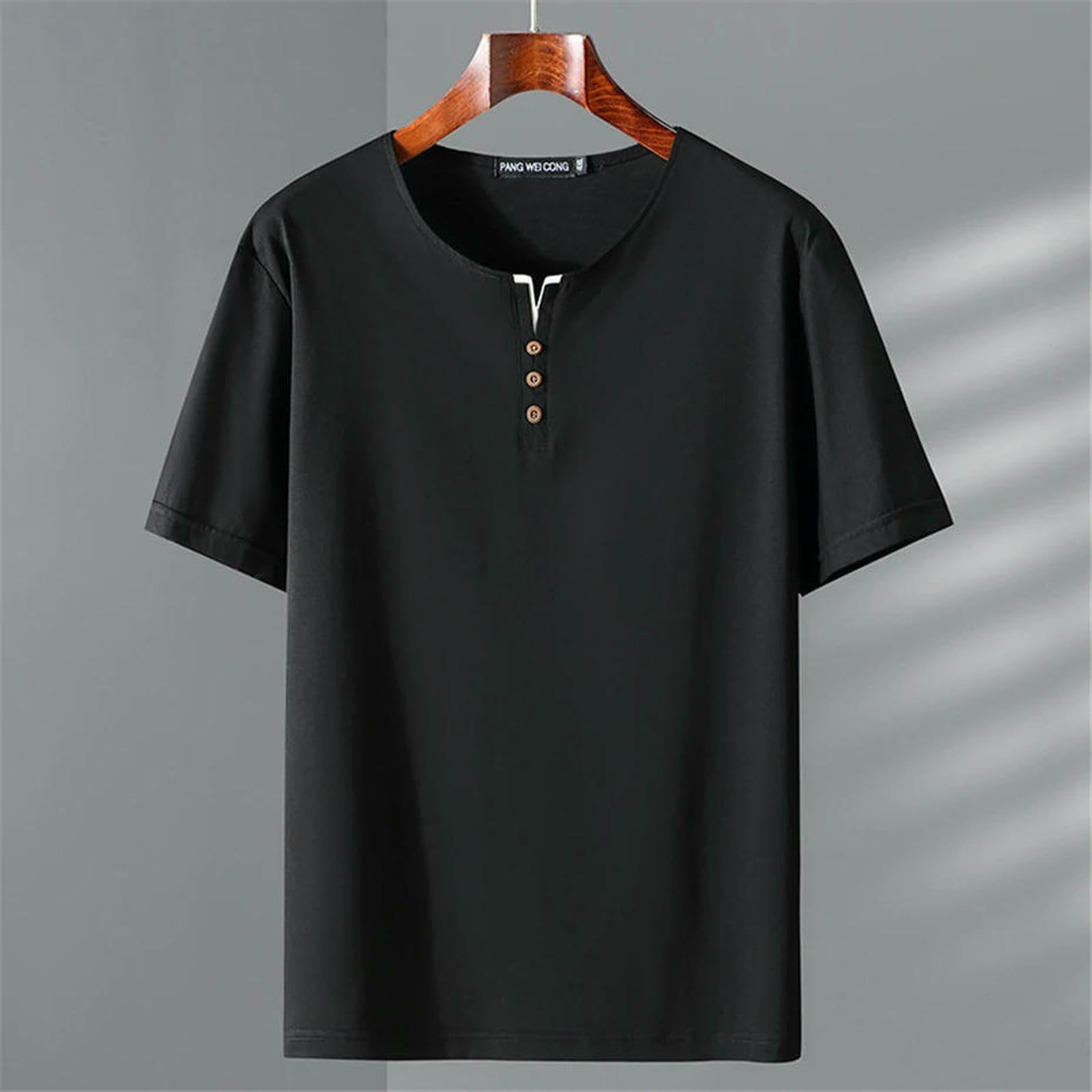 Męski T-shirt, koszulka męska, duże rozmiary, na lato, z krótkim rękawem, swobodna, oddychająca, wygodna koszula, dżinsy, szorty, czarny, 9XL
