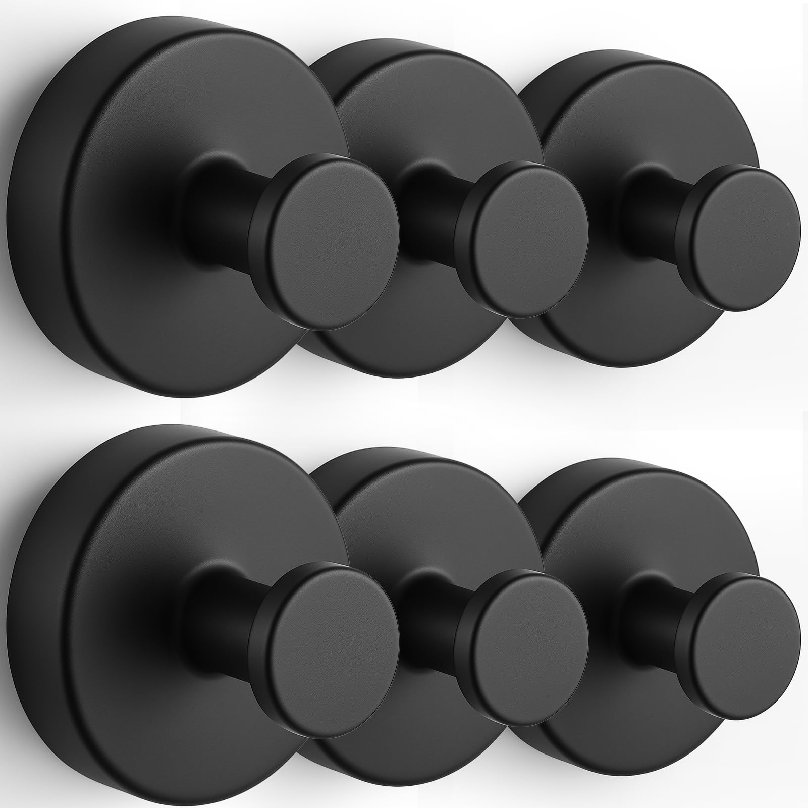 byojia Suction Cup Hooks, Shower Hooks for Inside Shower, No-Drill Towel Hook Stainless Steel Waterproof Suction Hooks for Wreaths, Loofah, Towel, Coat, Bath Robe (Black, 6Pcs)