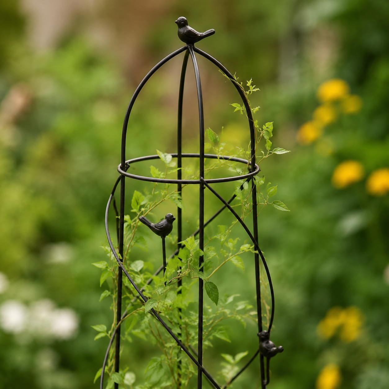 Eisen Garten Rankhilfe Pflanzenstütze Rankgitter Rankstab Gefertigt aus Massivem Eisen für Langlebigkeit für Gartenbereich Balkon Terrasse Pflanzenpflege, Mittel (116 cm hoch)