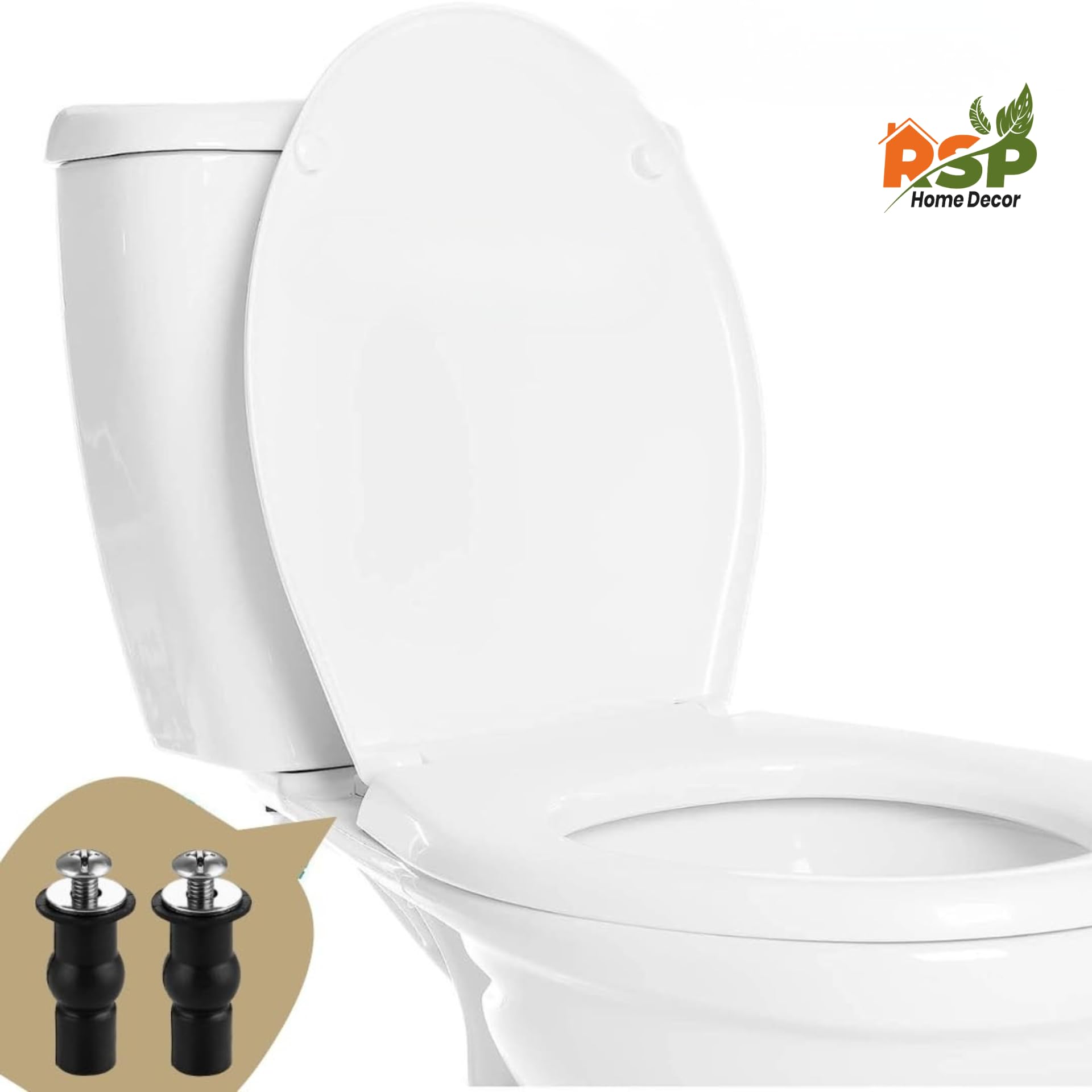 Universal Toilet seat Cover Hinges Screw Blind Hole fixings Expanding Rubber for Top Mounting Toilet Seat Hinges-2 Pairs (4 Pack) 1