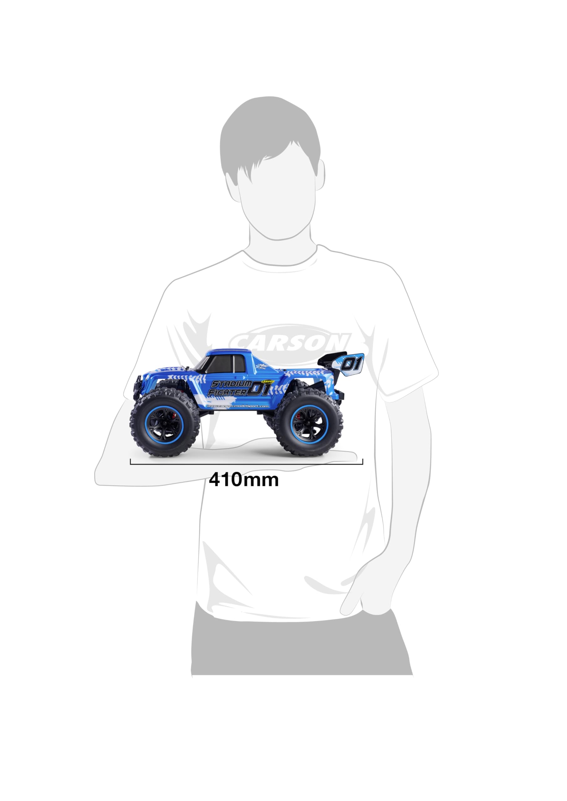 Carson 500404252 1:10 XS Stadium Fighter 100% RTR niebieski - zdalnie sterowany samochód, RC Buggy, w zestawie baterie i zdalne sterowanie, wózek offroad