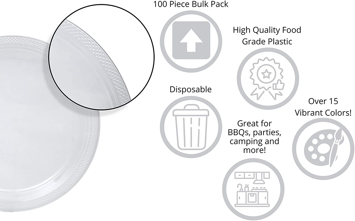 Buy Exquisite Clear Plastic Plates 100 Count I 9 Inch I Round Clear Disposable Plates