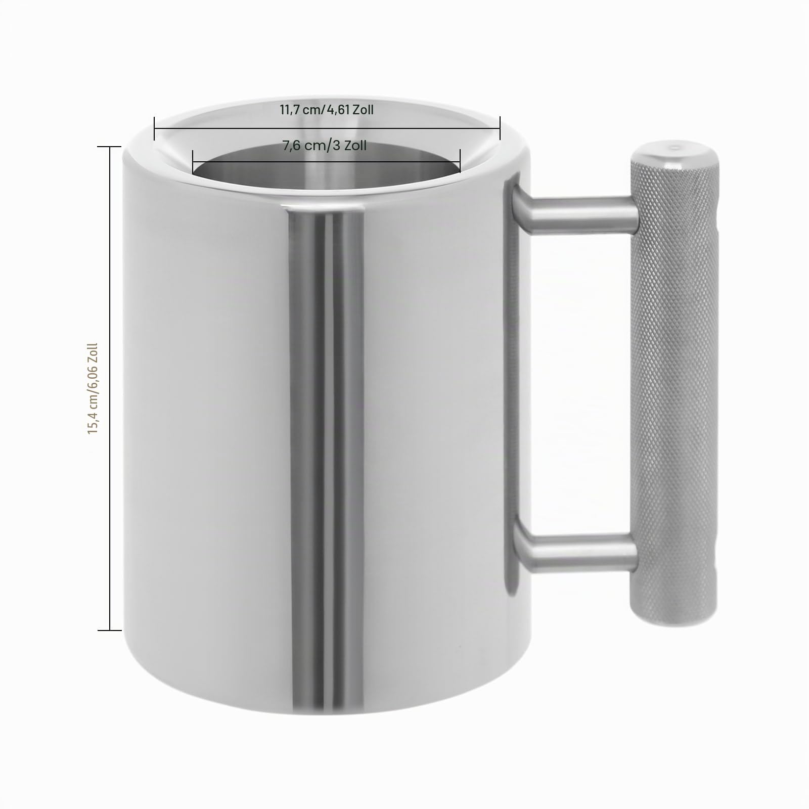 Edelstahl Tasse Schwerer Becher 10 kg, Kurzhantel Kaffeetasse aus Edelstahl 304, Hantel Wasserbecher 400ml, Fitness Sport Wasserbecher für Gym Workout, Lustiger Kaffeebecher Geschenk, Silber