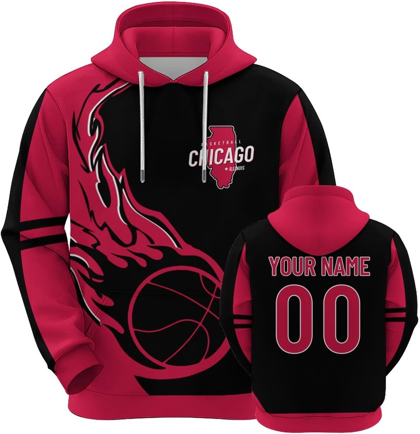 Personalized Basketball Hoodies with Name Number Custom 3D Printed Sweatshirts for Men Women Youth Pullover Fan Apparel