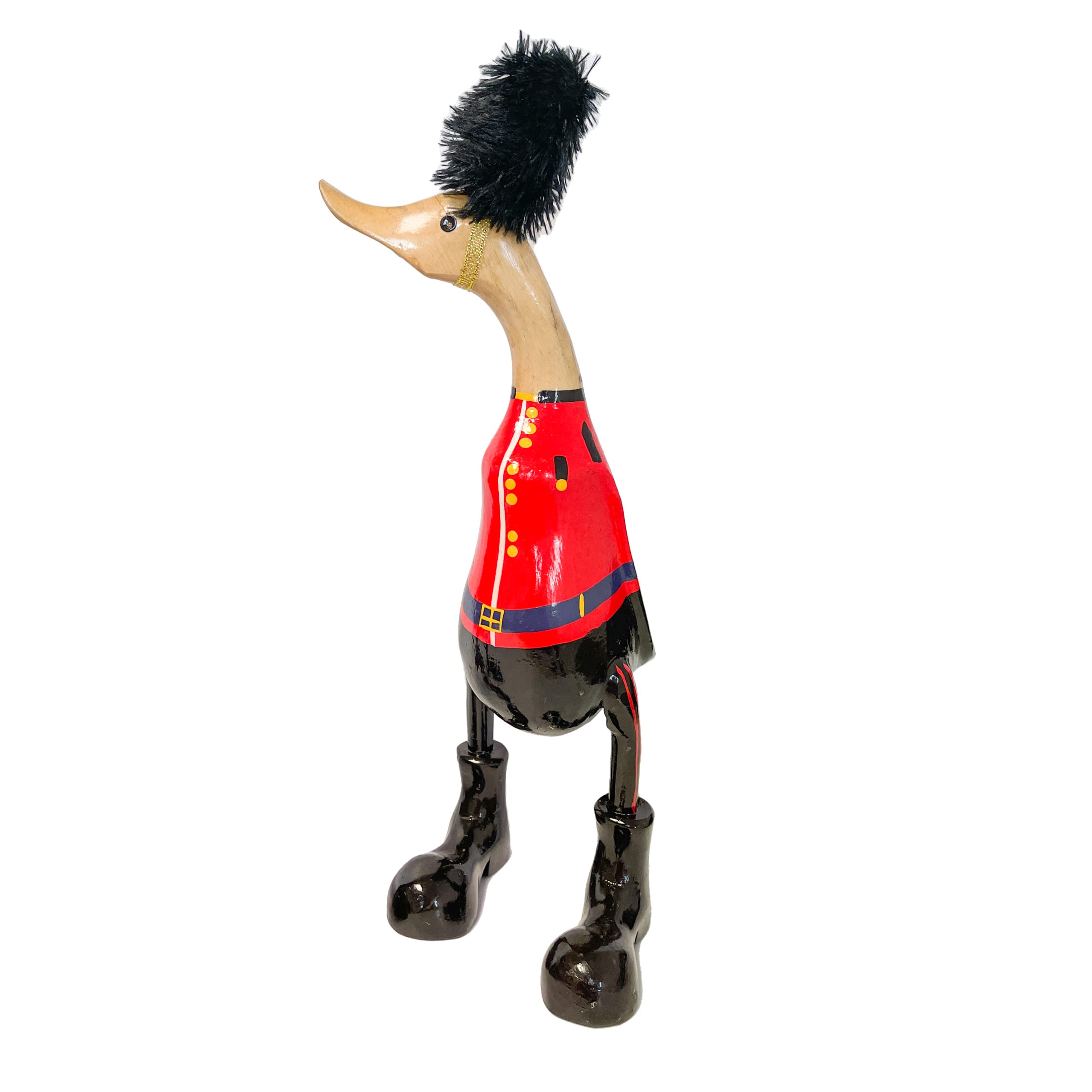 My Family House Hand Carved Queens Guard Duck Ornament Fair Trade Novelty Bamboo Root Sculpture Home Decor Indoor British Painted Ducks Boots Wellies