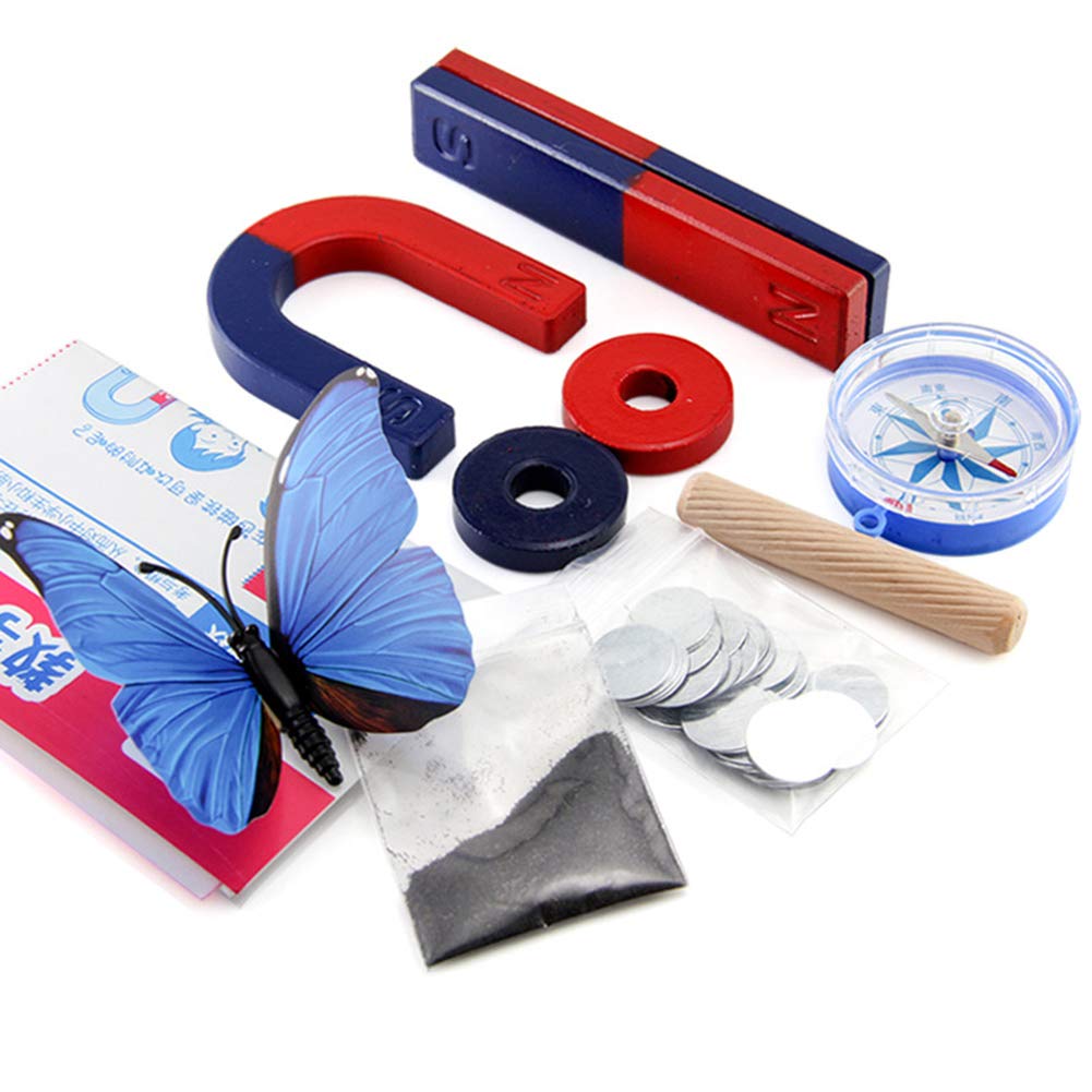 ludonienew Year's gift Bar Ring Horseshoe Compass Magnets Physics Science Experiment Tools Kids Toy - L