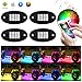 Produktbild Haofy Auto RGB LED Rock Lights Kit, 4 Pods Multicolor Hell Neon Light mit Bluetooth App Steuerung Und kabelloser Controller, Wasserdichtes Beleuchtungs Kit mit Timing Funktion, Musikmodus, Bremsmodus