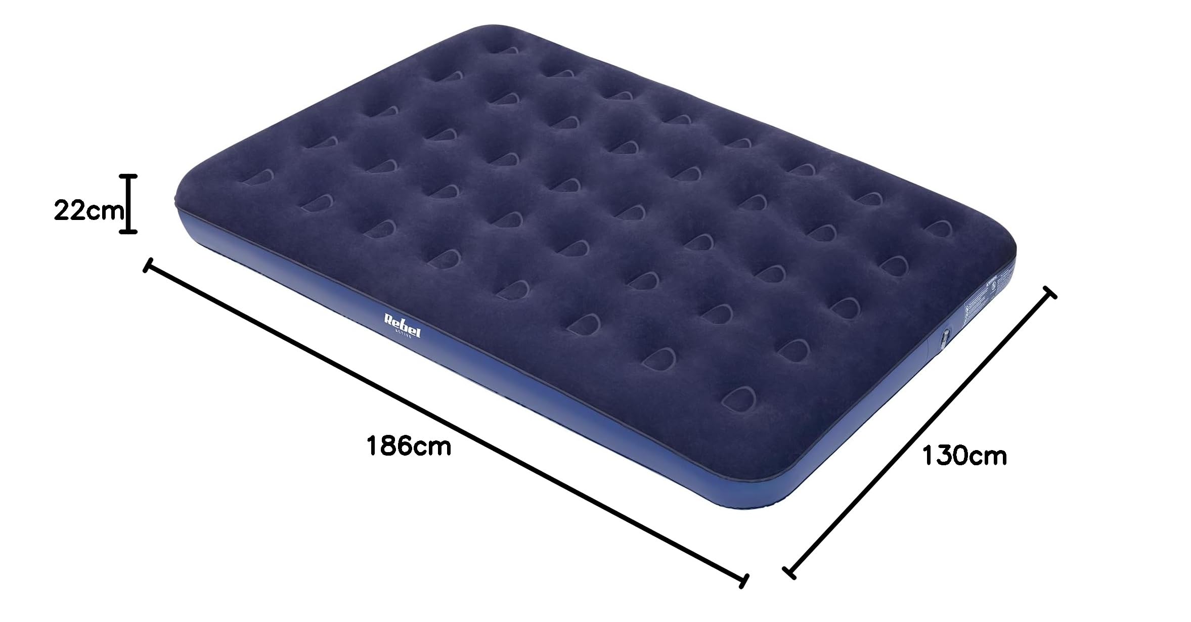 Rebel Electro Materac Dmuchany Dwuosobowy do Spania 191x137x22 cm RBA-5001-L