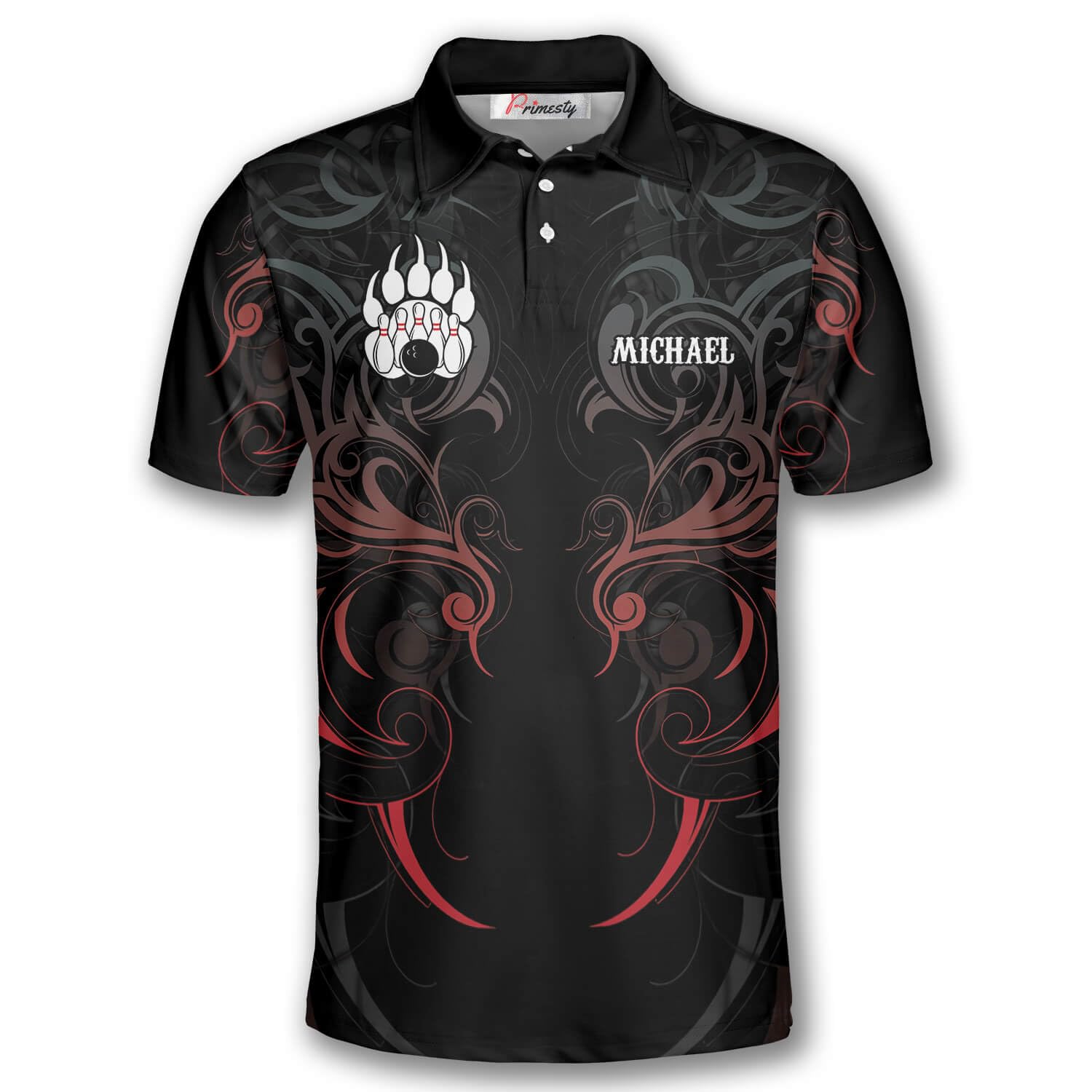 PRIMESTY Custom Bowling Shirts for Men and Women, Bear Bowling Polo Shirts, Personalized Bear Bowling Jerseys