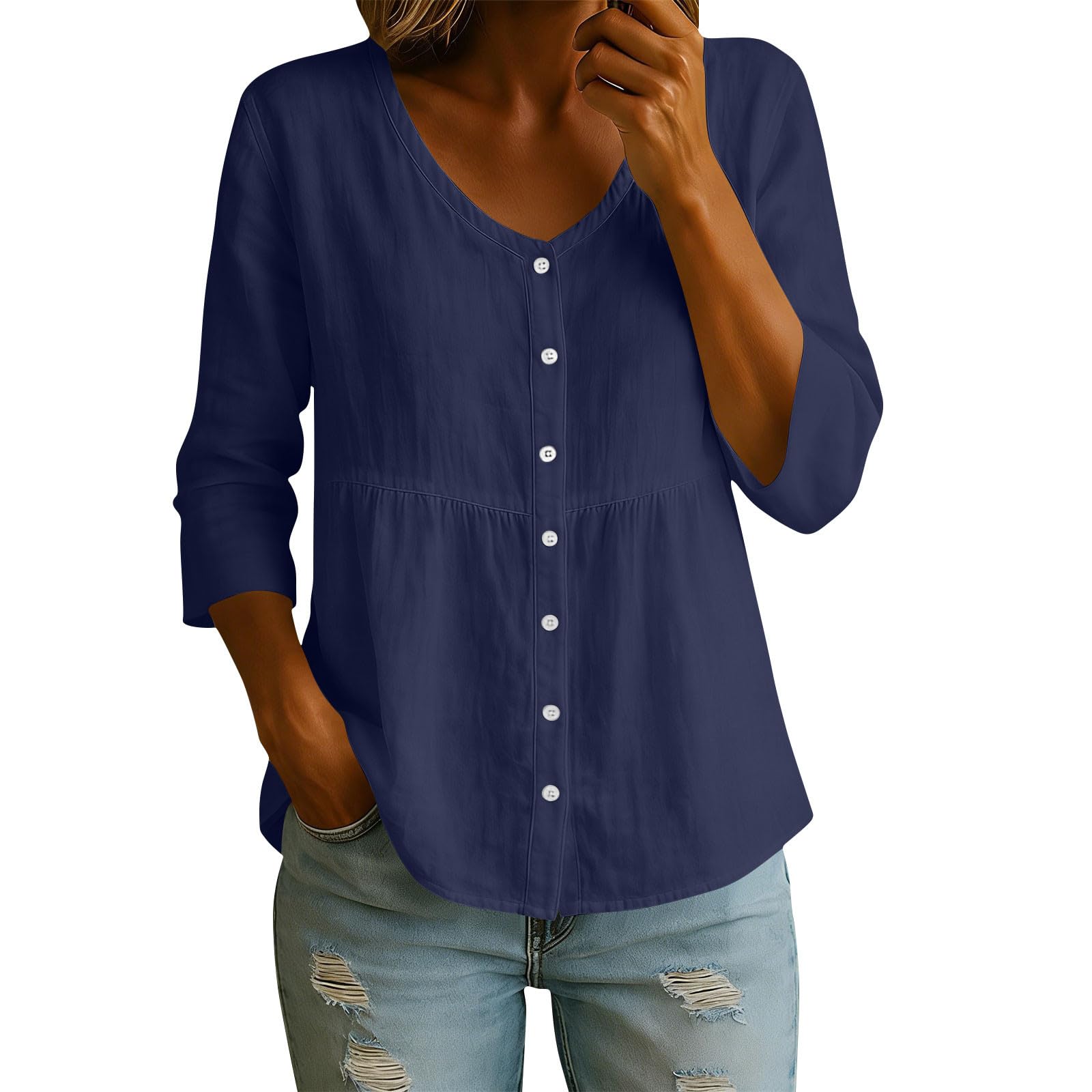 Bluse Damen Langarm Lässiges Hemdbluse Elegant Blusen & Tuniken für Frauen Baumwolle Leinen Leinenhemd Sommer Musselin Bluse Oberteile Langarmshirt Sommerblusen Damen Leicht und Luftig