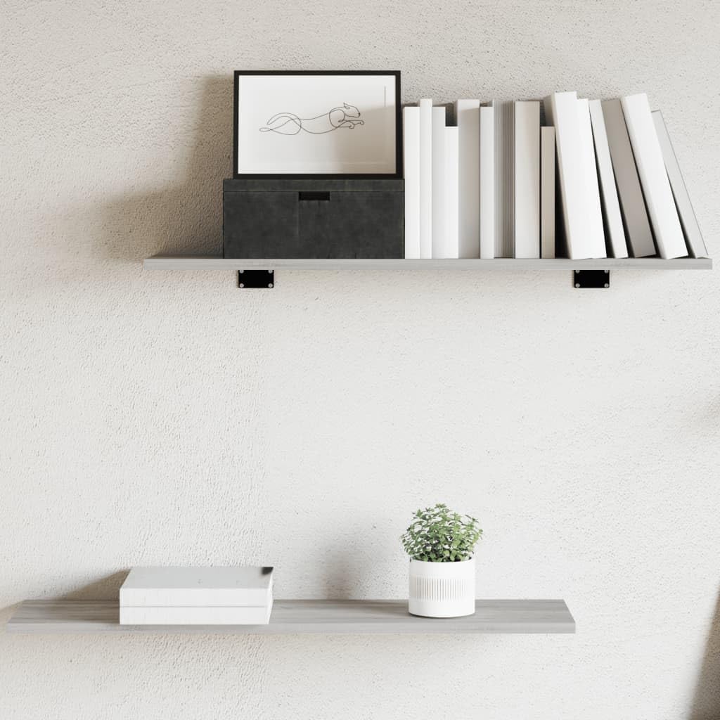 Wandregale 4 STK. Grau Sonoma 80x20x1,5 cm Holzwerkstoff, multifunktionales Regalsystem für Wohnzimmer Büro Kinderzimmer, Flexibles Steckregal zur Aufbewahrung und Ordnung