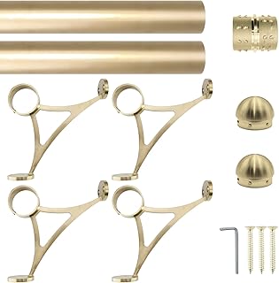 Combination Mount Foot Rail Kit, Satin Golden Finish Stainless Steel Tubing w/Internal Connector, Combination Foot Rail Brackets (Domed End Cap, 11 ft (66 in x 2))