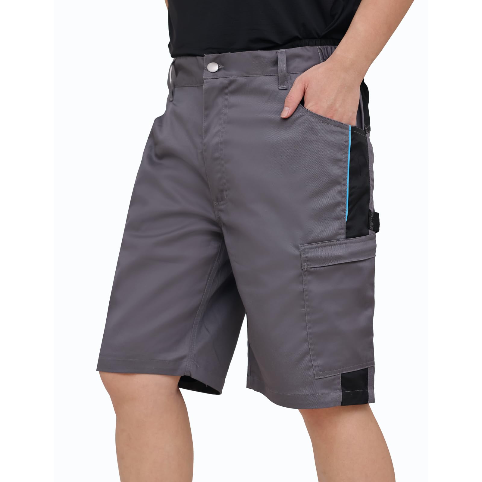 WORK IDEA Short de Travail Extensible pour Homme avec de Nombreuses Poches et Poches à Outils