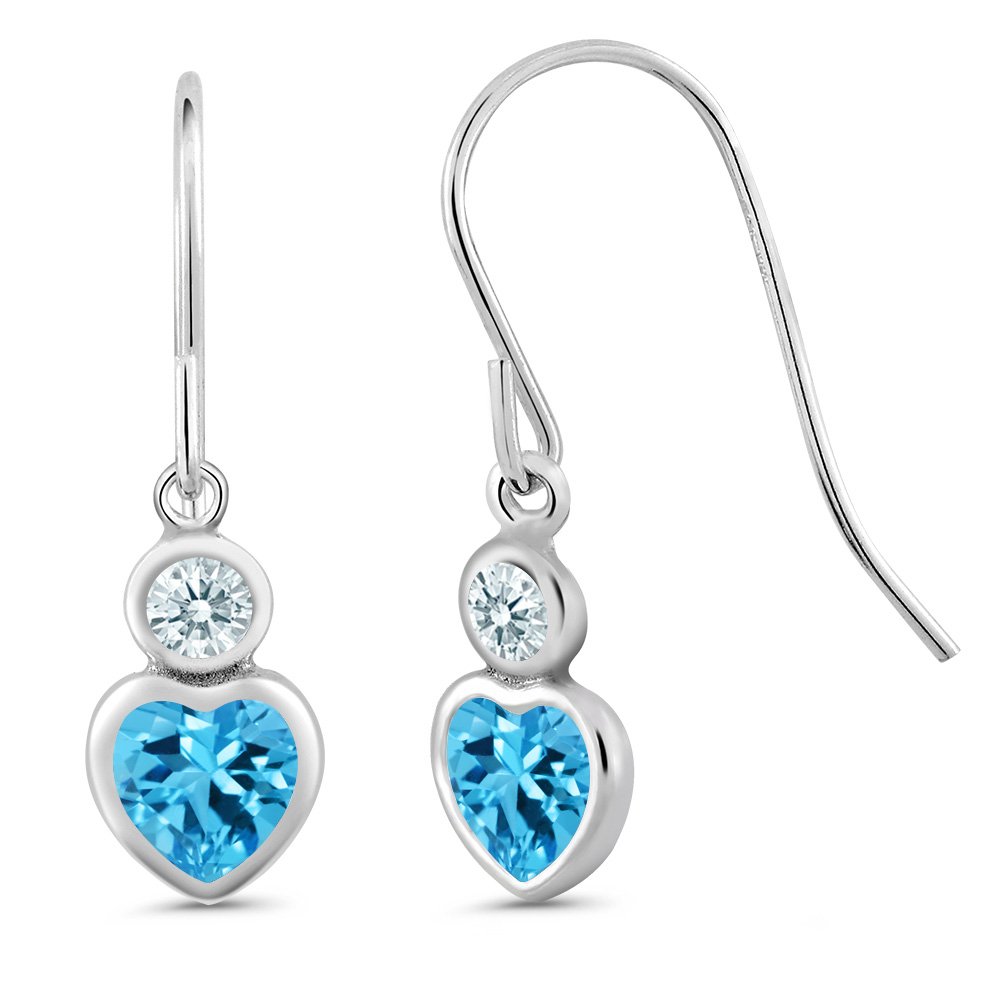 Gem Stone King Swiss Blue 925 Sterling Silver Earrings Set with Zirconia
