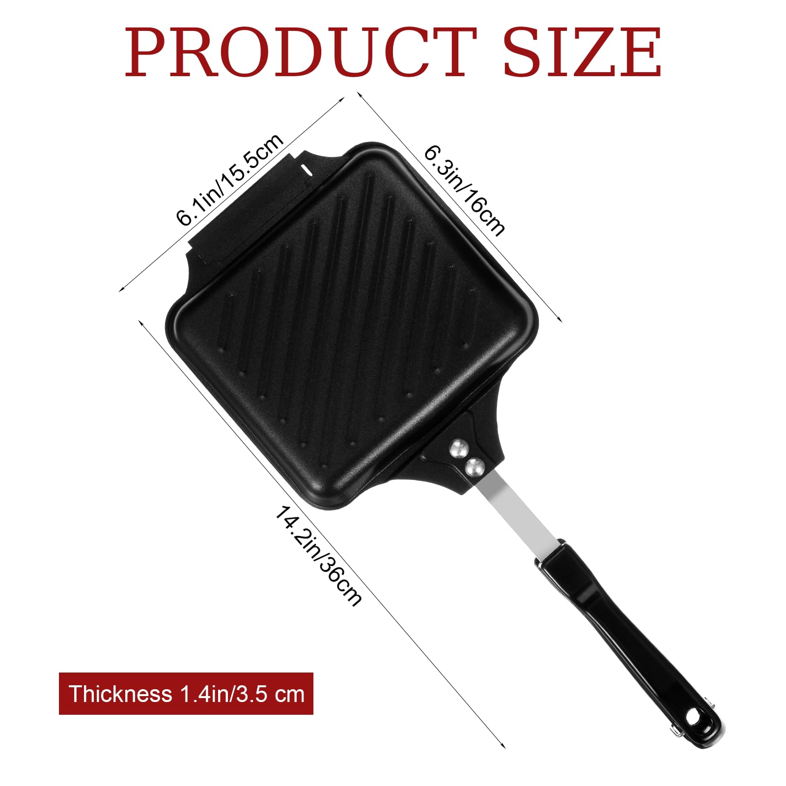 Sandwich Maker, Grilled Panini Maker Pan with Non-Stick Plates, Stovetop Toasted Sandwich Makers Press, Double Sided Aluminum Flip Cheese Makers Frying Pan for Home Kitchen Breakfast Camping