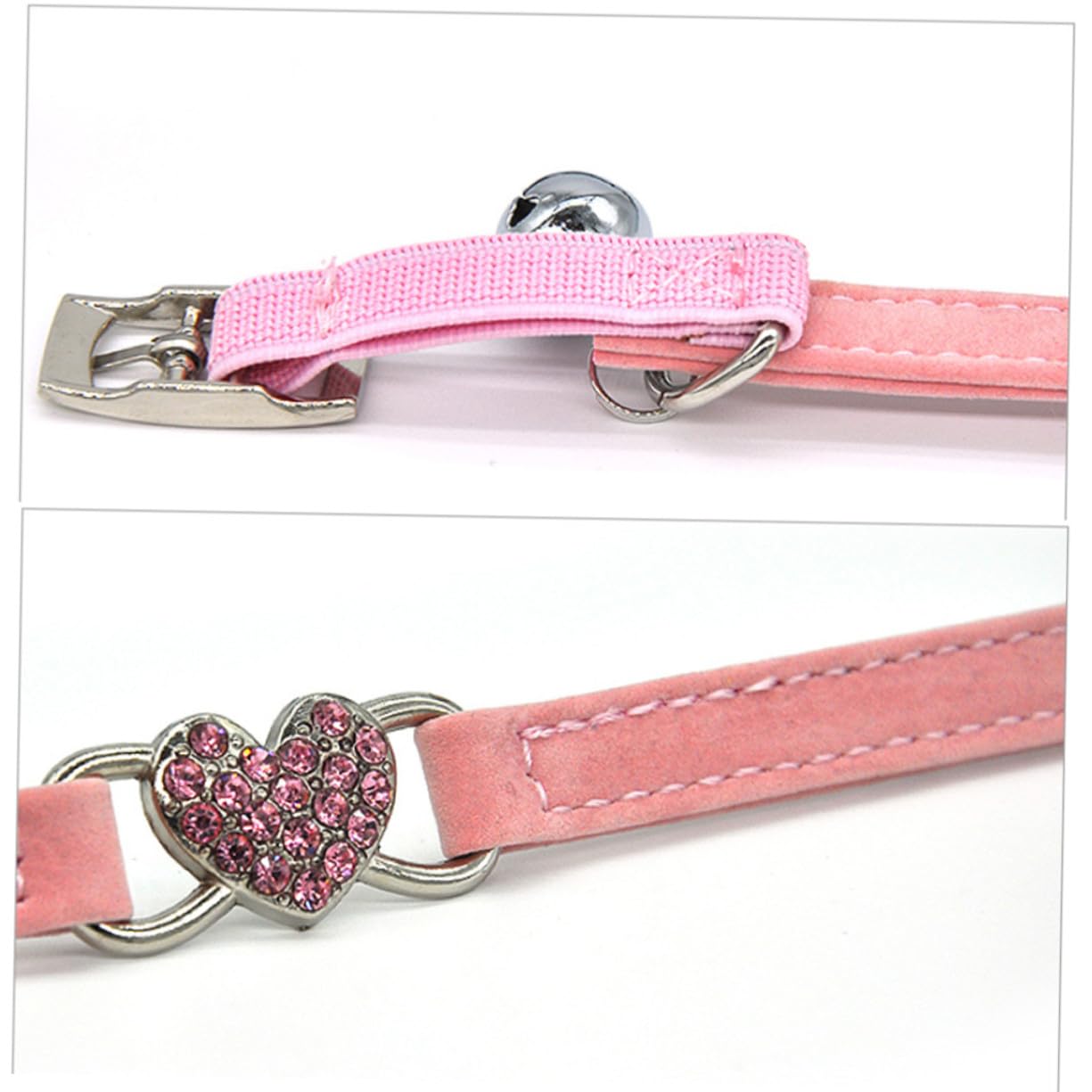 Abaodam Collier de Chat Ajustable Forme de Cœur avec Décor Cristallin et Clochette pour Chat et Animal de Compagnie
