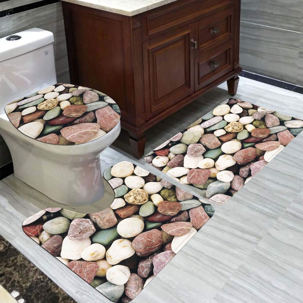 Tapis de sol antidérapant trois pièces avec moquette flanelle pour entrée et bain