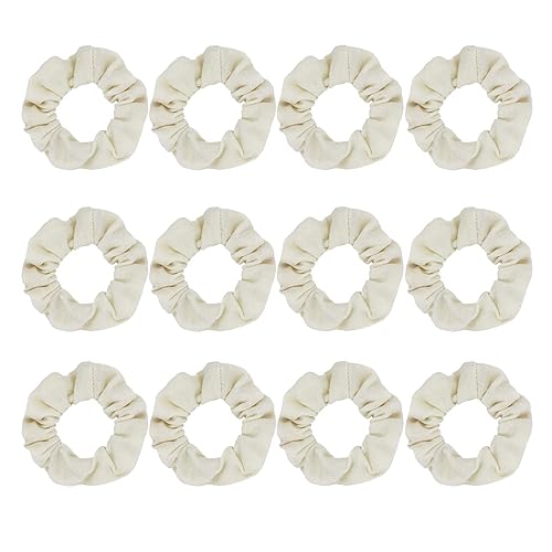 Miniatura 11 de Coleteros de algodón para el cabello, de un solo jersey, color sólido, ligas elásticas para el cabello para mujer, accesorios (color blanco roto)