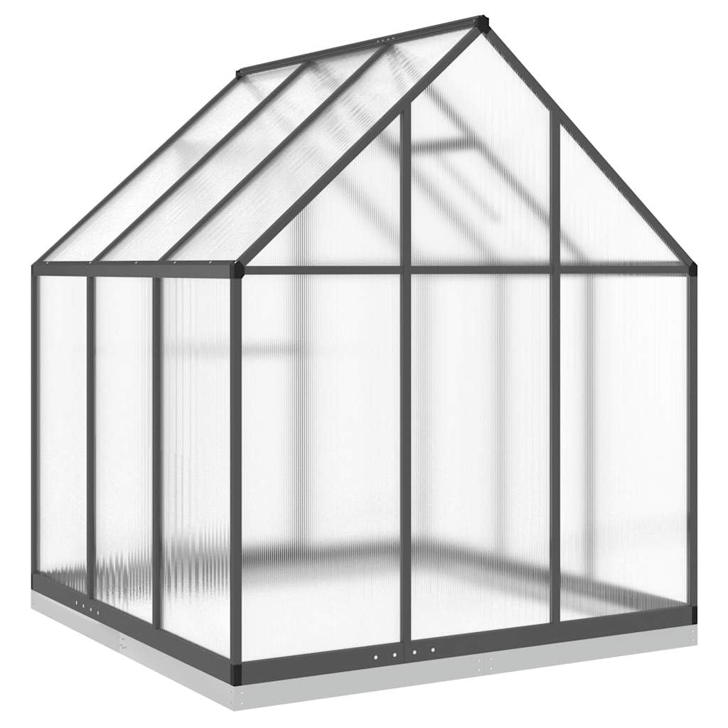 Szklarnia z ramą fundamentową, antracytowa, aluminiowa, 169 x 169 x 202 cm, odporna na promieniowanie UV, z oknem wentylacyjnym i drzwiami skrzydłowymi, do ogrodu, na balkon, taras, odporna na