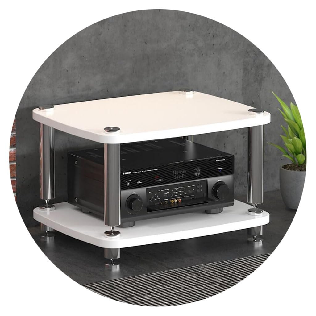 1/2/3/4-Layer HIFI Audio Cabinet Streaming Devices Cabinet Audio Rack With Shock-absorbing Feet- Audio Video Components (Color : White, Size : 60 * 48 * 38cm(2Tier))